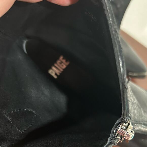 PAIGE Piper Black Leather Western / Moto Zipper Detail Booties Boots Size 9 - Picture 11 of 15